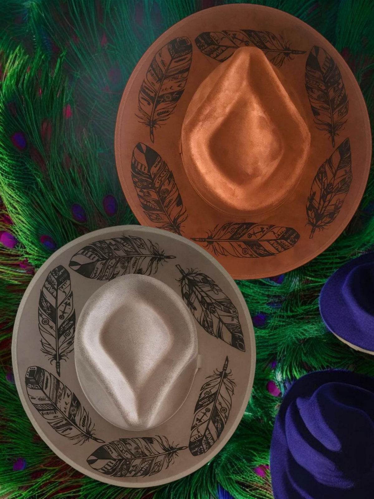 Pyrography/ Burned hats, unique designs.