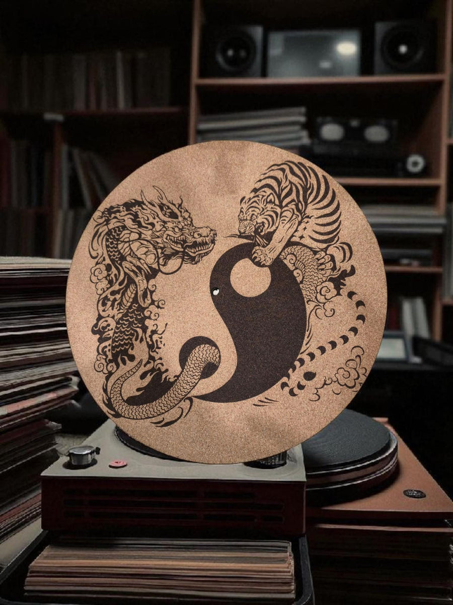 Unique engraved cork turntable platter matts/ slip matt