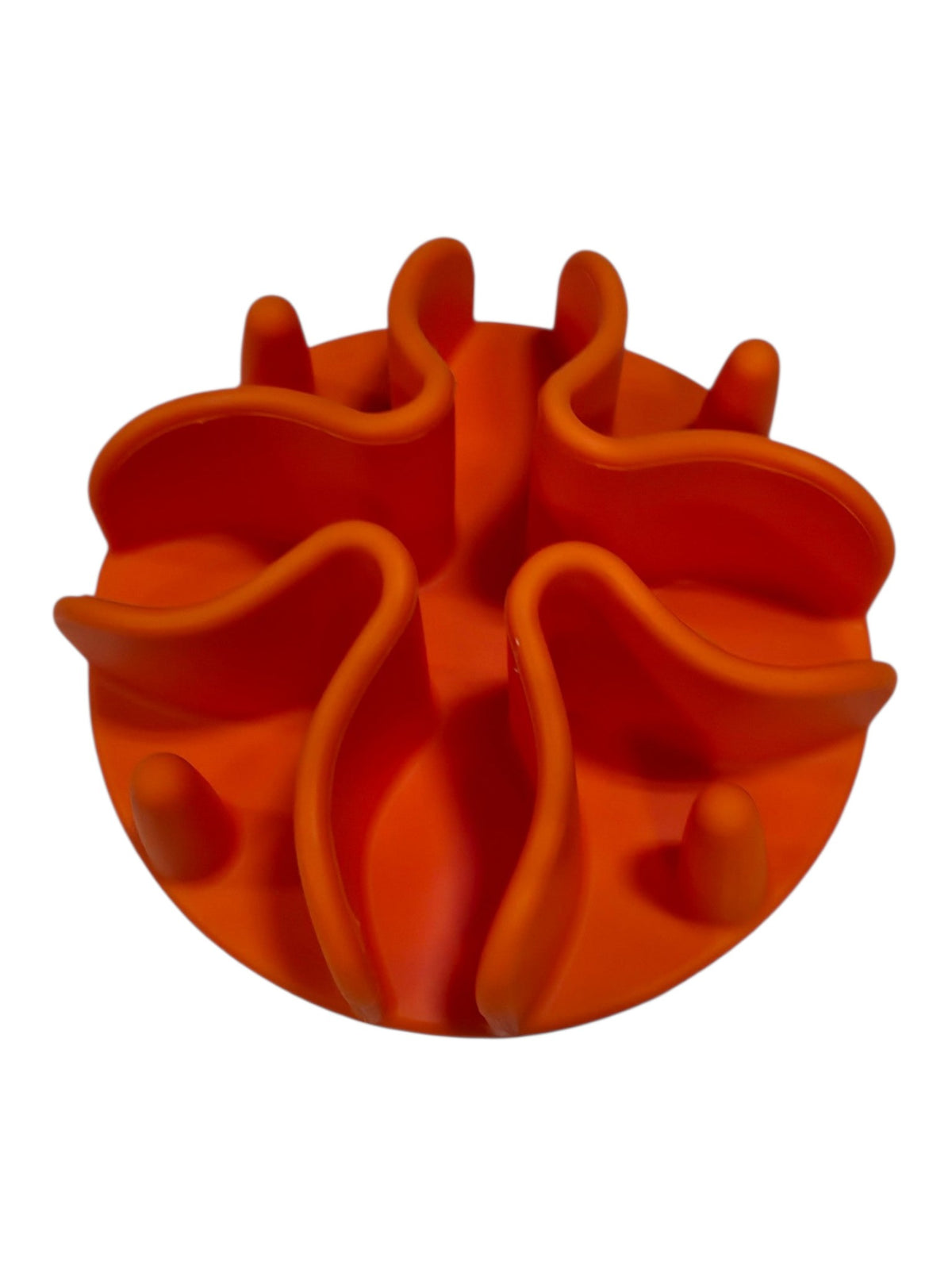 Mountain Imprint Studio orange silicone slow feeder bowl insert with wavy barriers to encourage slower eating